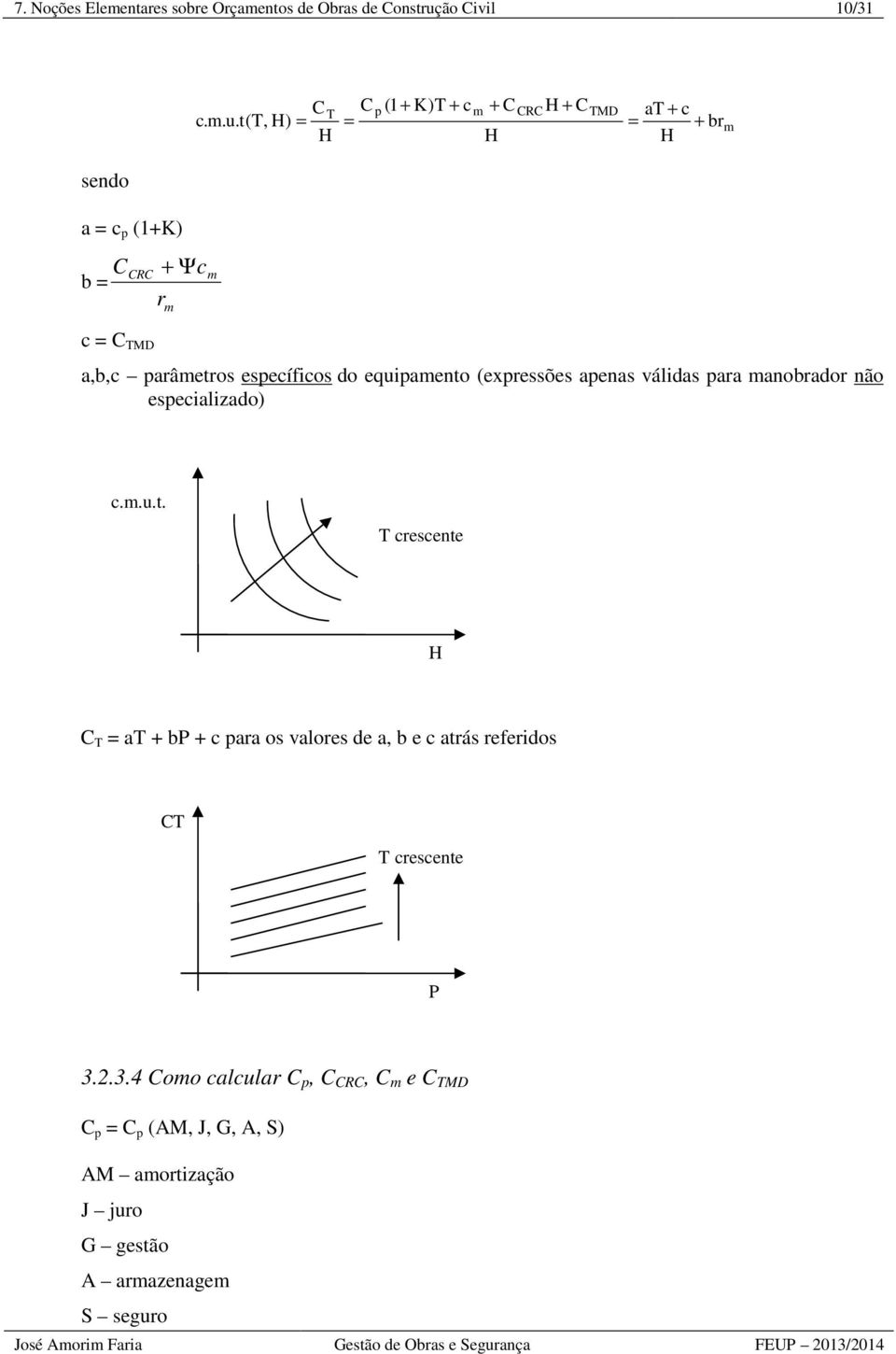 t(t, H) = = = + br H H H m a,b,c parâmetros específicos do equipamento (expressões apenas válidas para manobrador não especializado) m