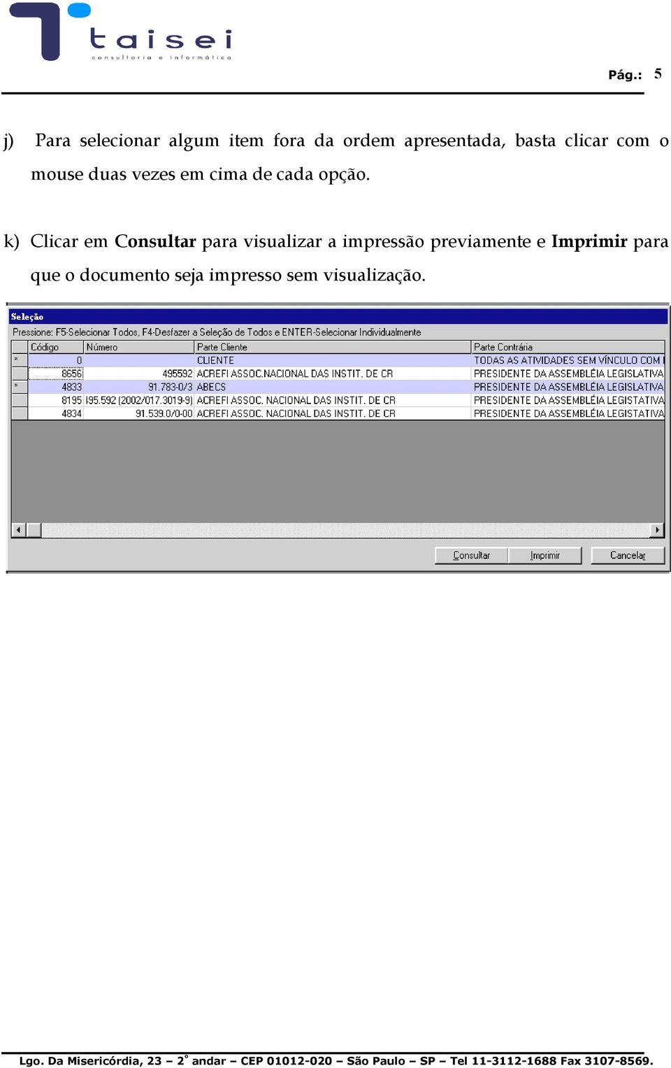 k) Clicar em Consultar para visualizar a impressão