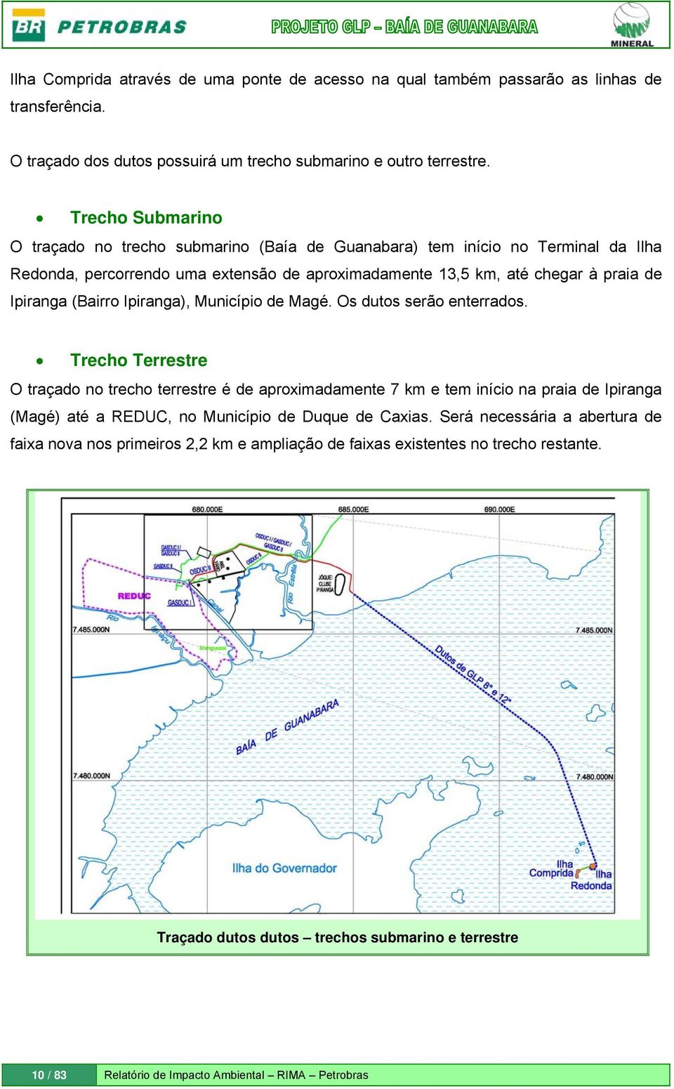 Ipiranga), Município de Magé. Os dutos serão enterrados.