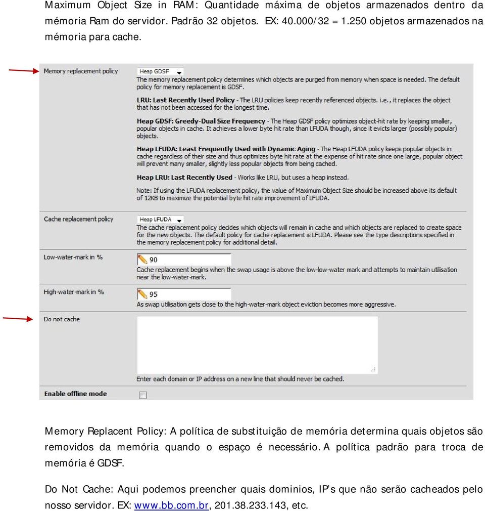 Memory Replacent Policy: A política de substituição de memória determina quais objetos são removidos da memória quando o espaço é