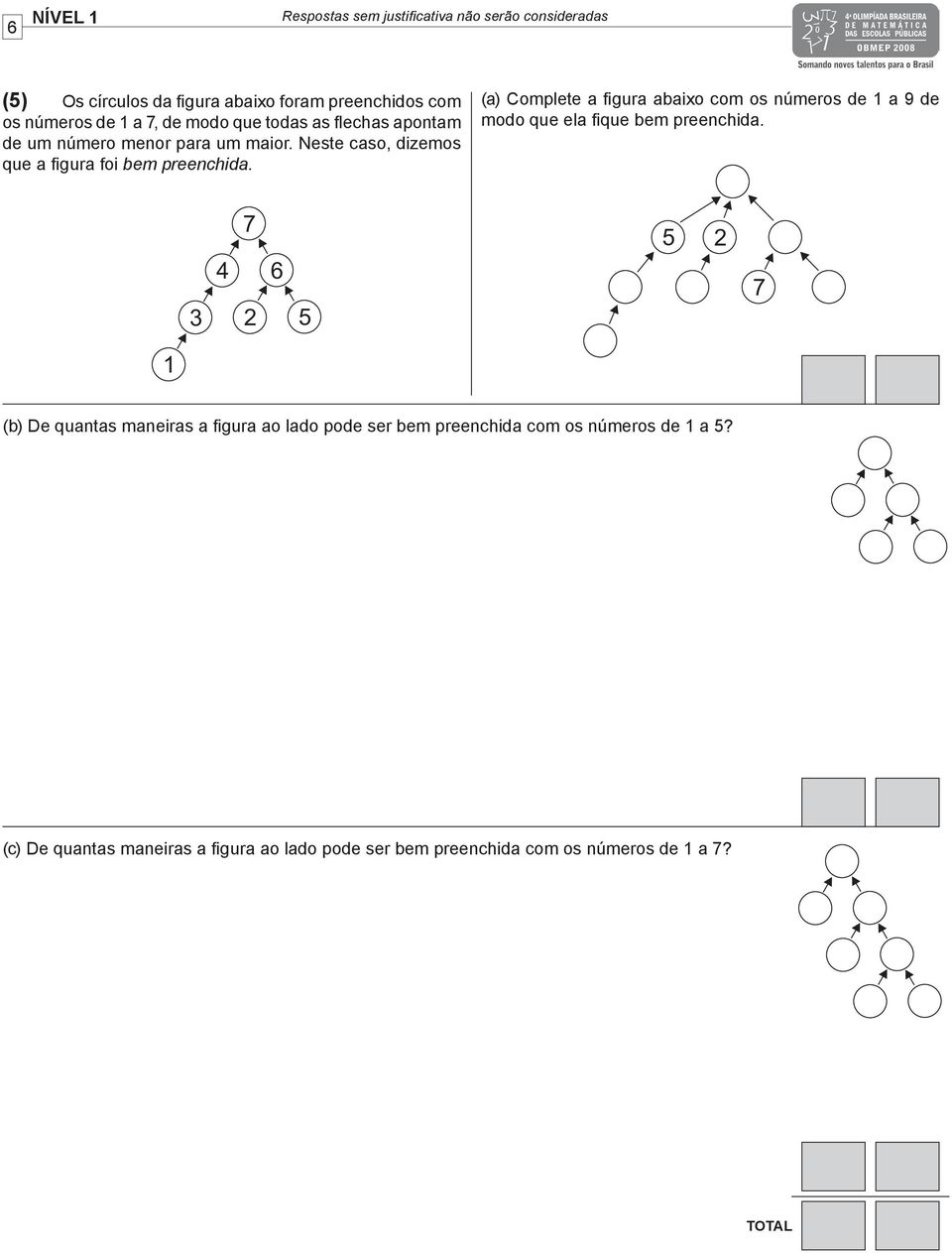 (a) Complete a figura abaixo com os números de 1 a 9 de modo que ela fique bem preenchida.