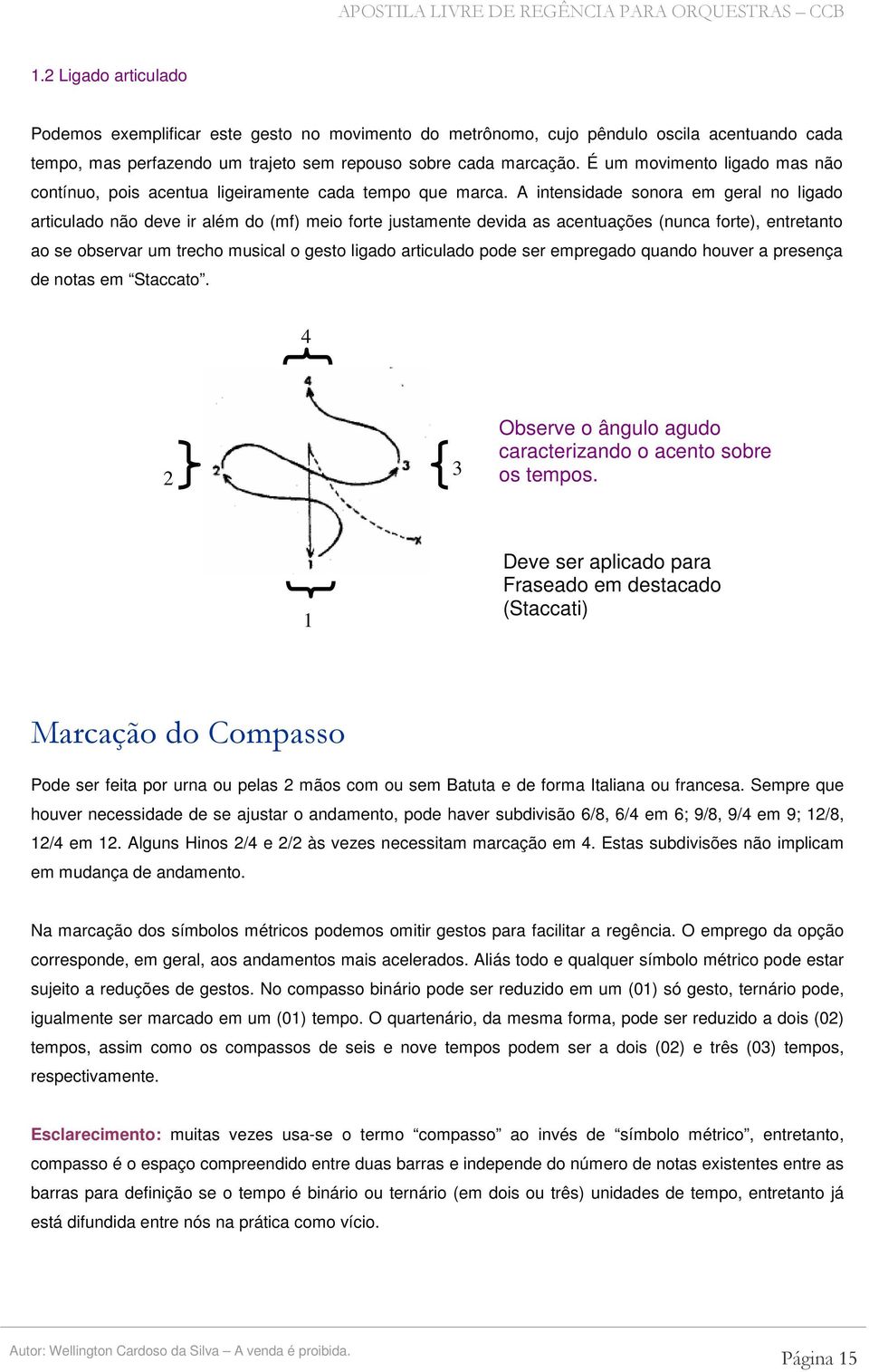 A intensidade sonora em geral no ligado articulado não deve ir além do (mf) meio forte justamente devida as acentuações (nunca forte), entretanto ao se observar um trecho musical o gesto ligado