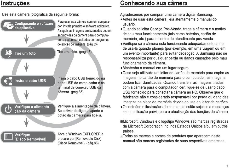 A seguir, as imagens armazenadas podem ser movidas da câmera para o computador e podem ser editadas por programas de edição de imagens. (pág.