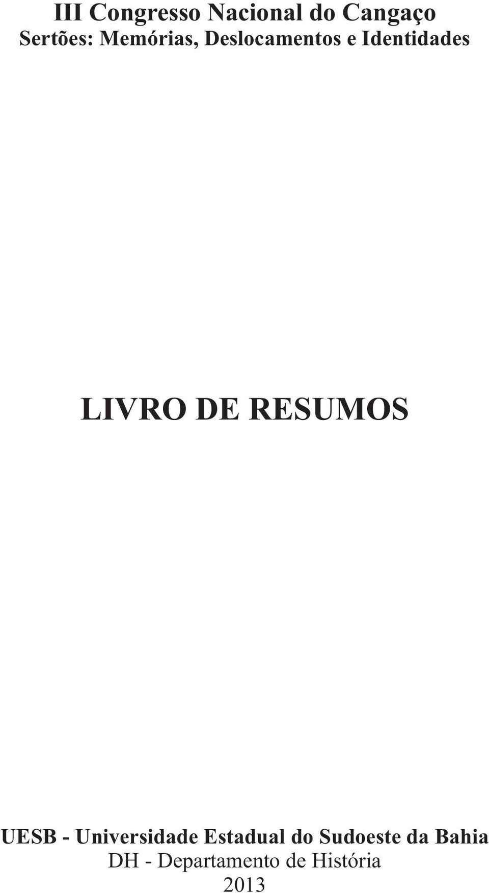 DE RESUMOS UESB - Universidade Estadual do