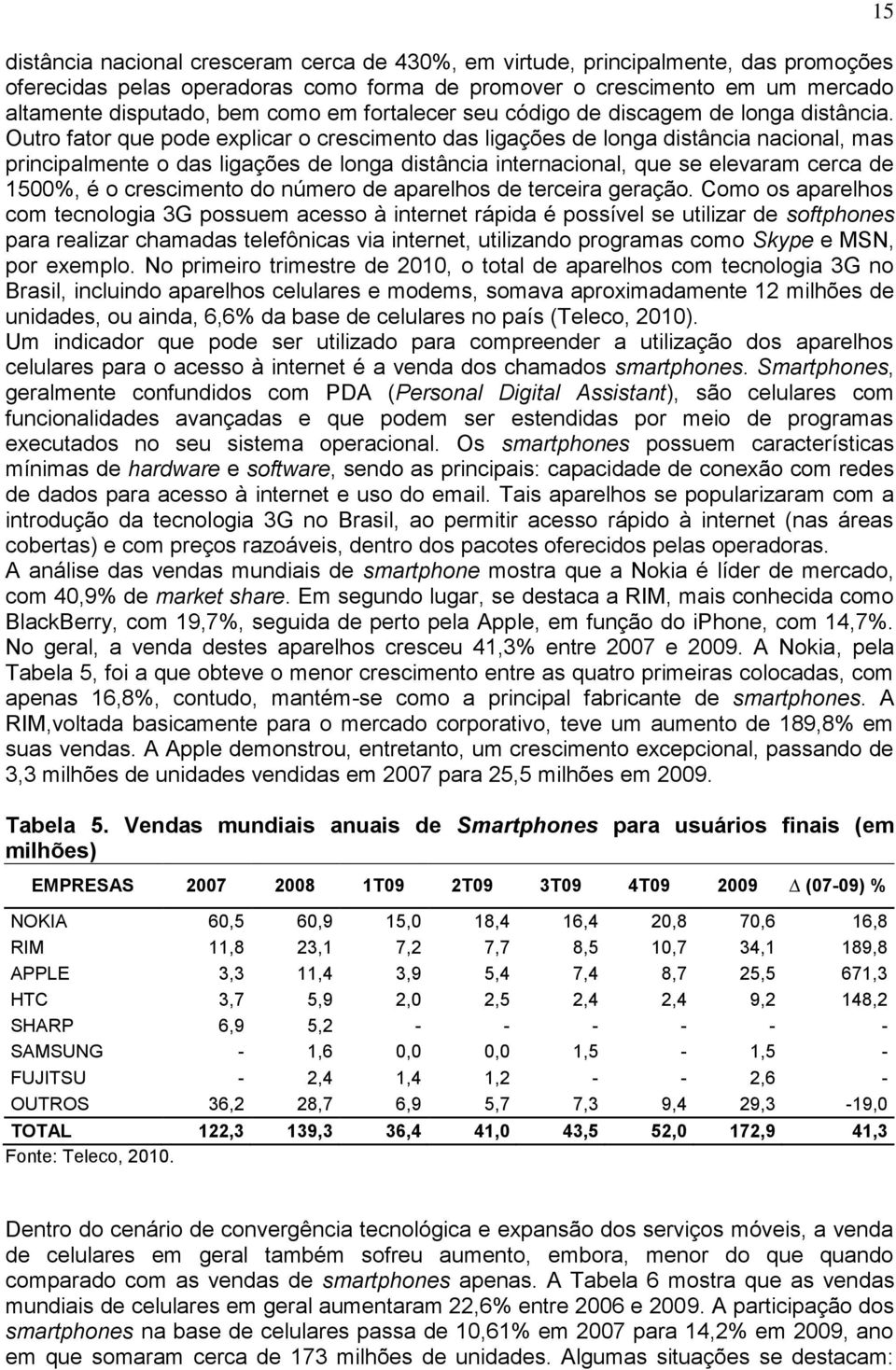 Outro fator que pode explicar o crescimento das ligações de longa distância nacional, mas principalmente o das ligações de longa distância internacional, que se elevaram cerca de 1500%, é o