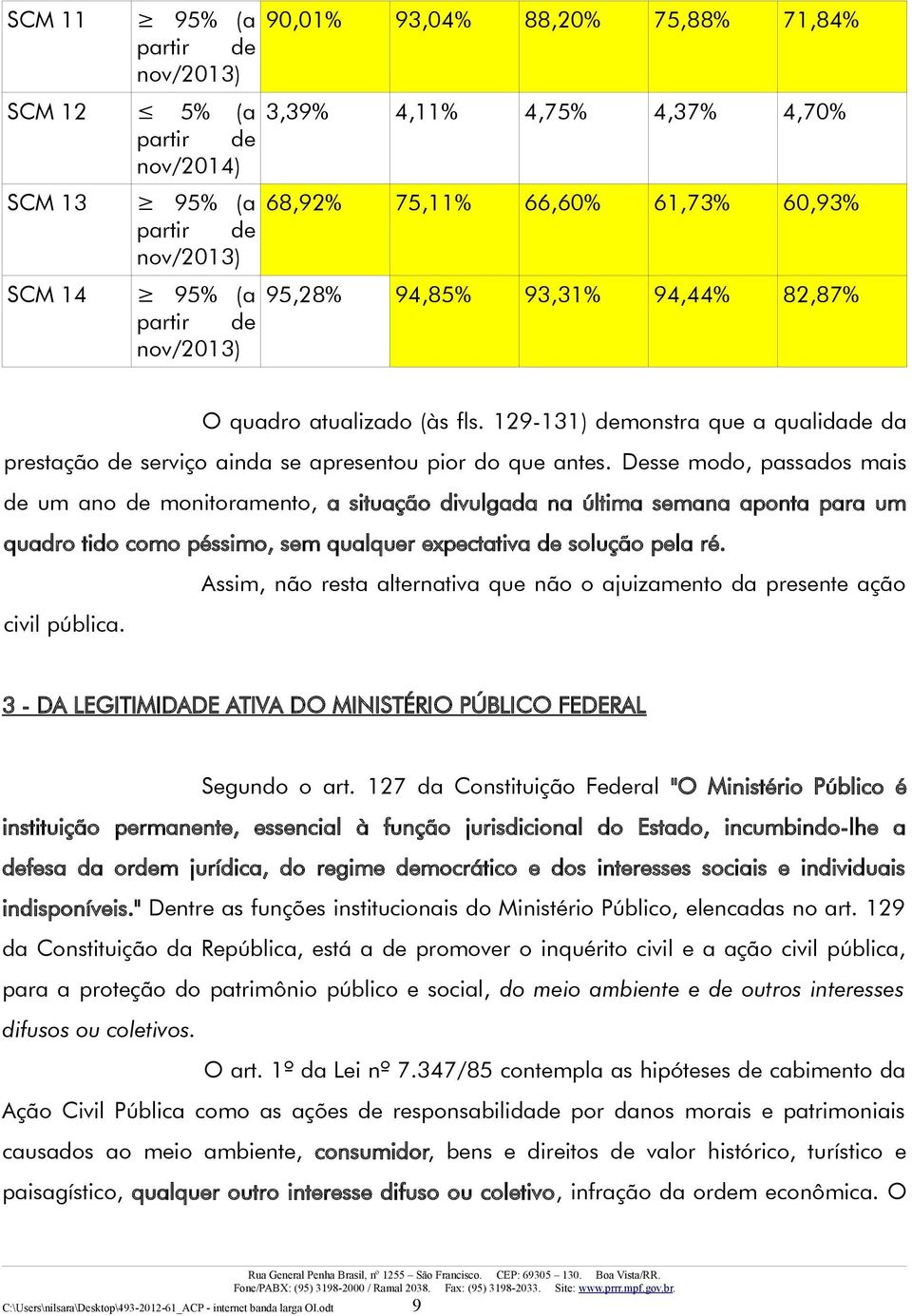 Desse modo, passados mais de um ano de monitoramento, a situação divulgada na última semana aponta para um quadro tido como péssimo, sem qualquer expectativa de solução pela ré.