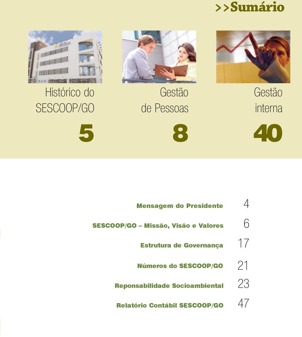 Valores Estrutura de Governança 6 17 Números do SESCOOP/GO 21