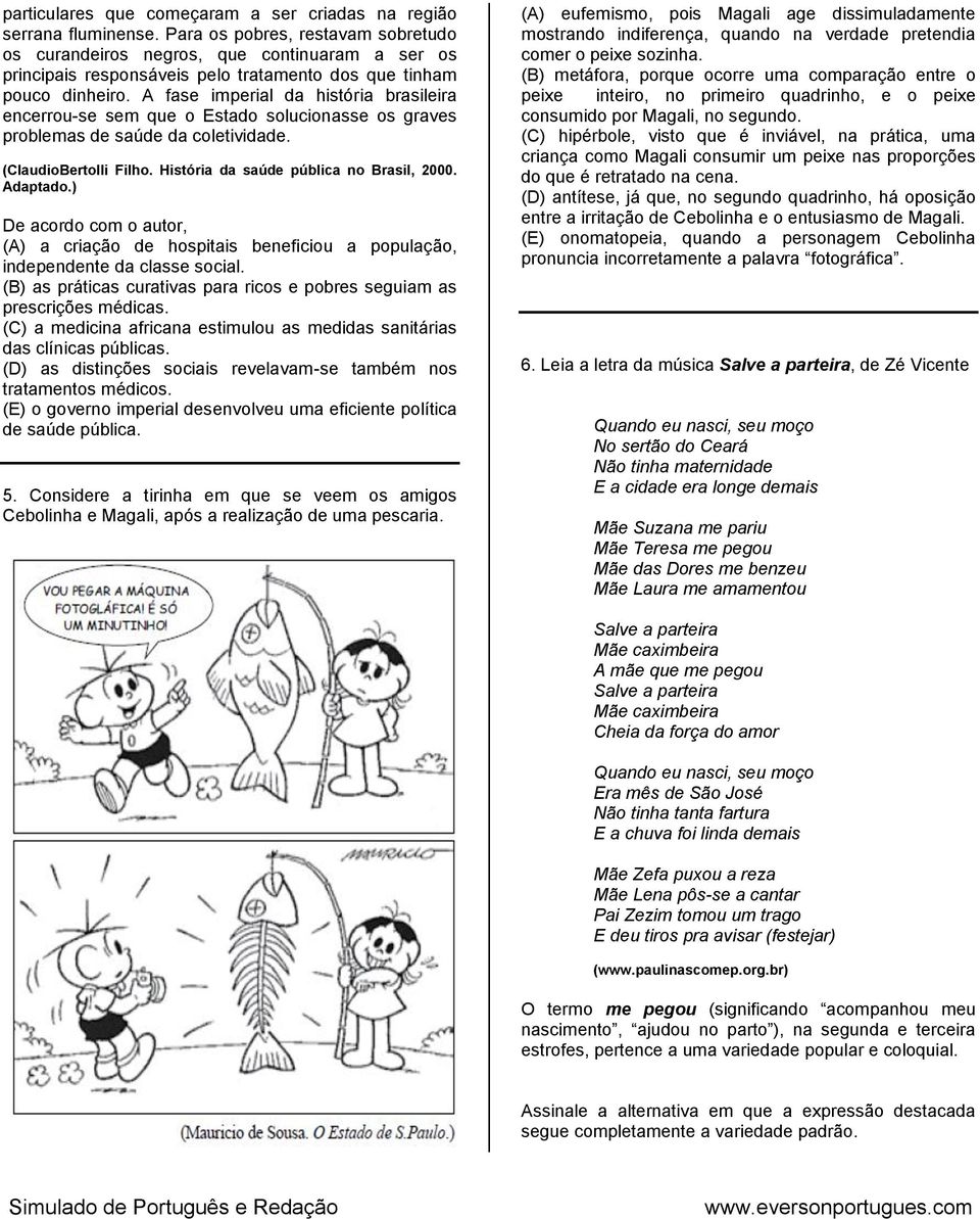 A fase imperial da história brasileira encerrou-se sem que o Estado solucionasse os graves problemas de saúde da coletividade. (ClaudioBertolli Filho. História da saúde pública no Brasil, 2000.