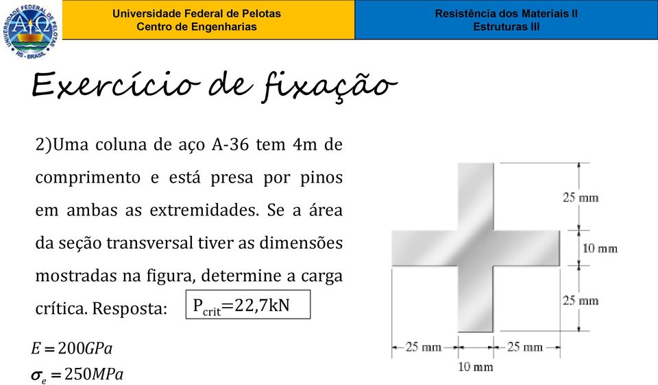 Se a área da seção transversal tiver as dimensões mostradas na