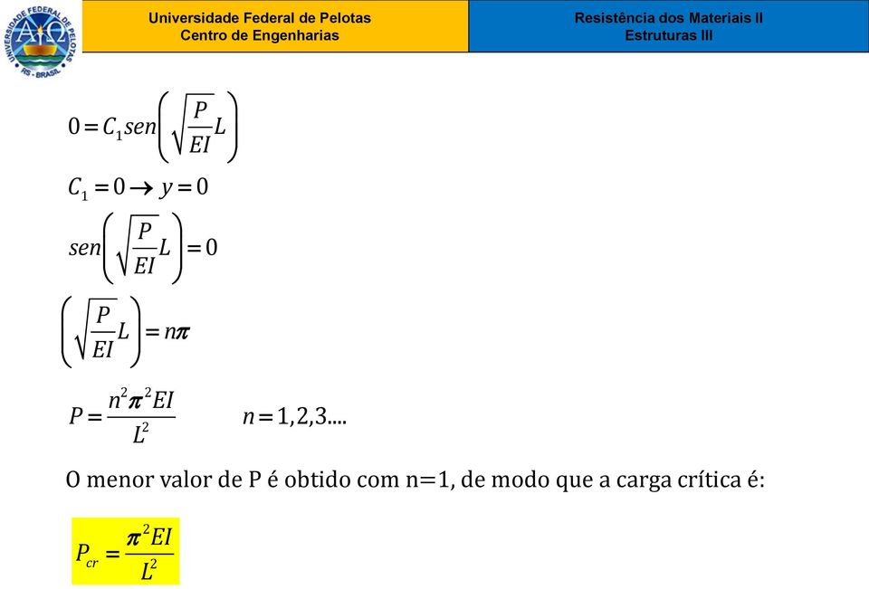 .. L O menor valor de P é obtido