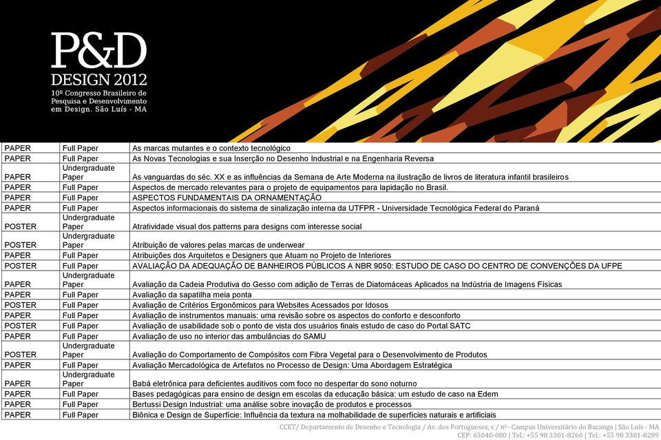 Full ASPECTOS FUNDAMENTAIS DA ORNAMENTAÇÃO Full Aspectos informacionais do sistema de sinalização interna da UTFPR - Universidade Tecnológica Federal do Paraná Atratividade visual dos patterns para