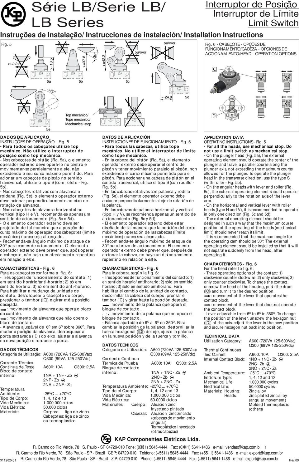 6 - CABEÇTE - PÇÕES DE FUNCINAMENT/CABEZA - PCINES DE ACCINAMIENT/HEAD - PERATIN PTINS 5a 5b 5c <=6 >=24.