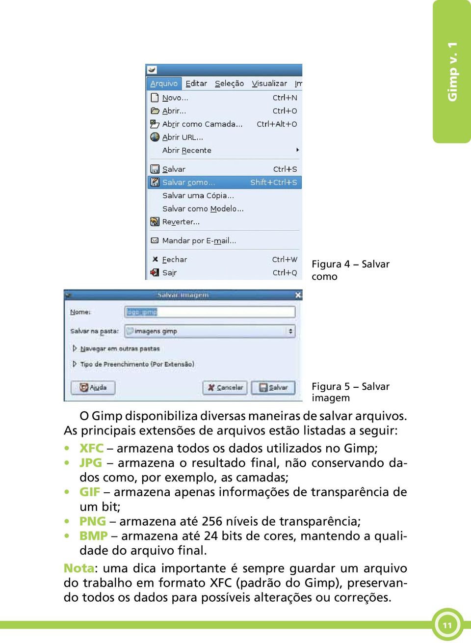 como, por exemplo, as camadas; GIF armazena apenas informações de transparência de um bit; PNG armazena até 256 níveis de transparência; BMP armazena até 24 bits