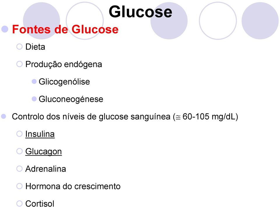 dos níveis de glucose sanguínea ( 60-105 mg/dl)