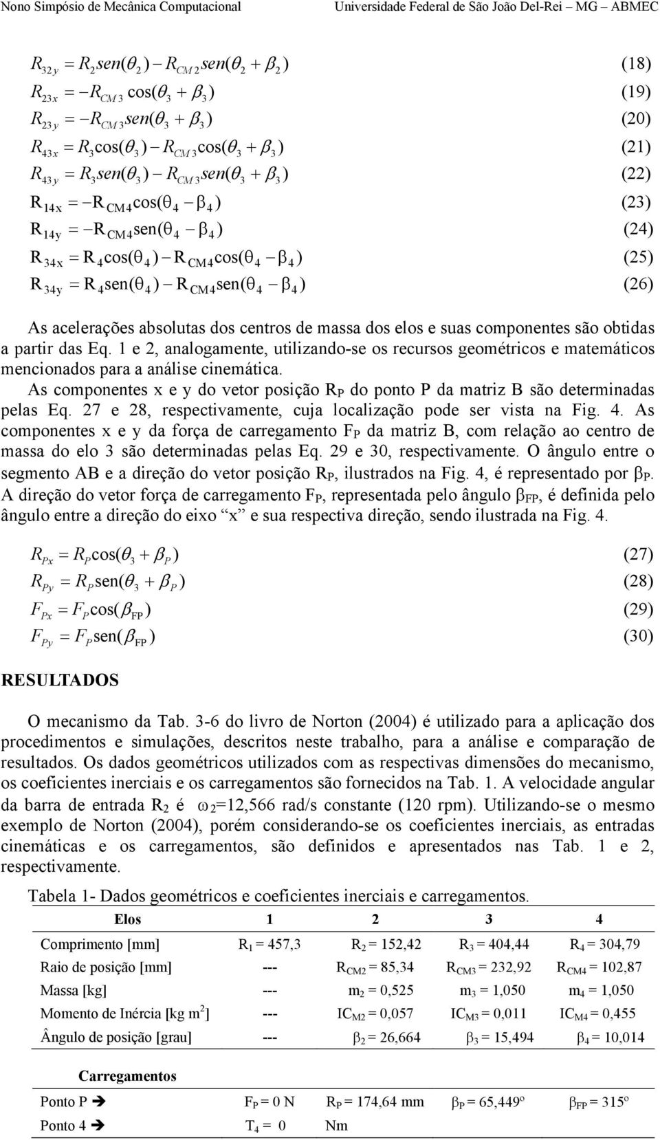 componentes são obtidas a partir das Eq. e, analogamente, utilizando-se os recursos geométricos e matemáticos mencionados para a análise cinemática.