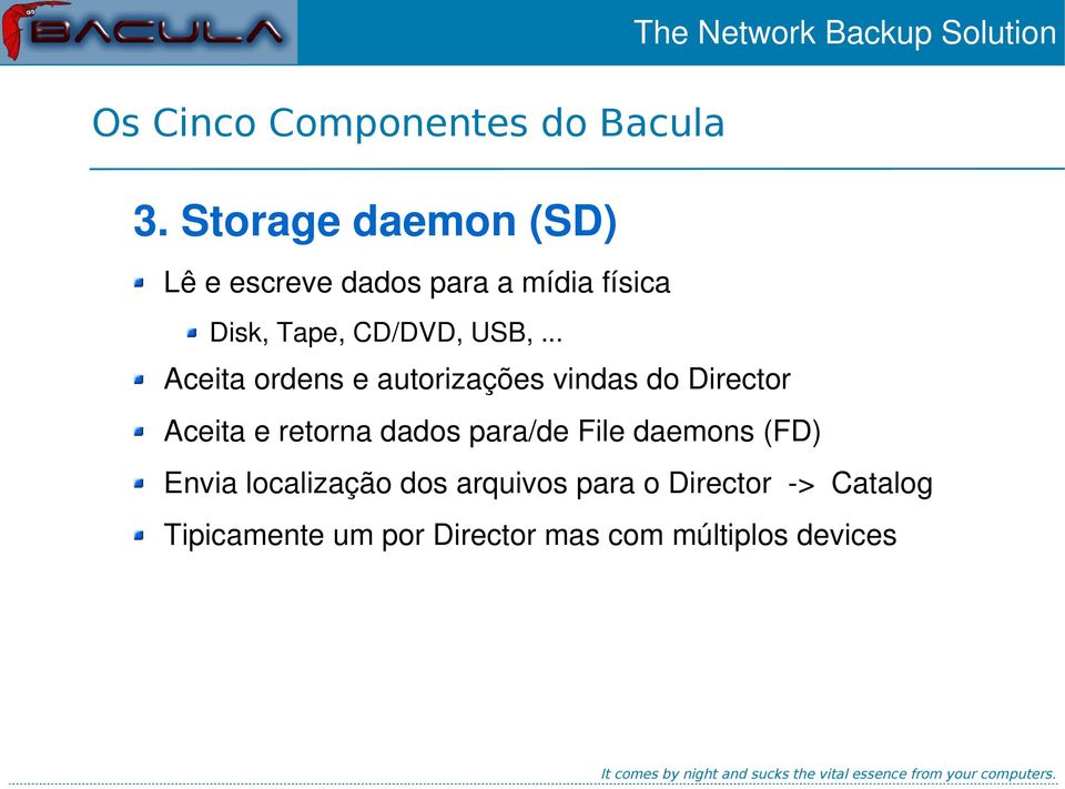 USB,... Aceita ordens e autorizações vindas do Director Aceita e retorna dados