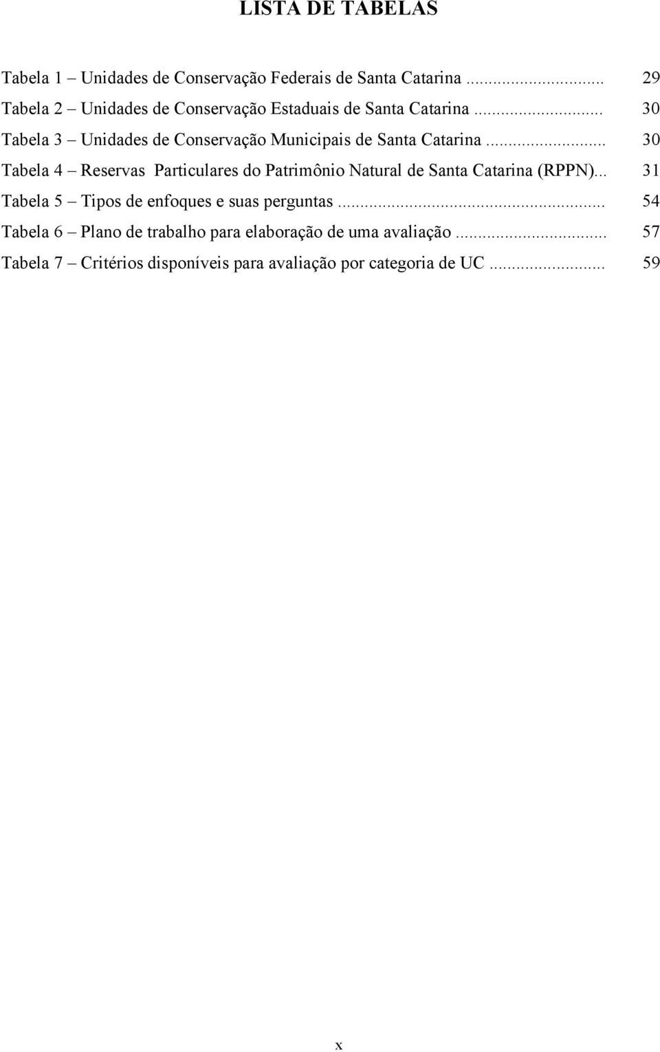 .. 30 Tabela 3 Unidades de Conservação Municipais de Santa Catarina.