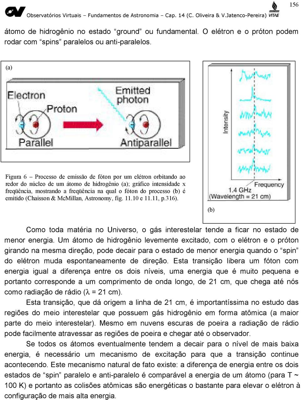 processo (b) é emitido (Chaisson & McMillan, Astronomy, fig. 11.10 e 11.11, p.316). (b) Como toda matéria no Universo, o gás interestelar tende a ficar no estado de menor energia.