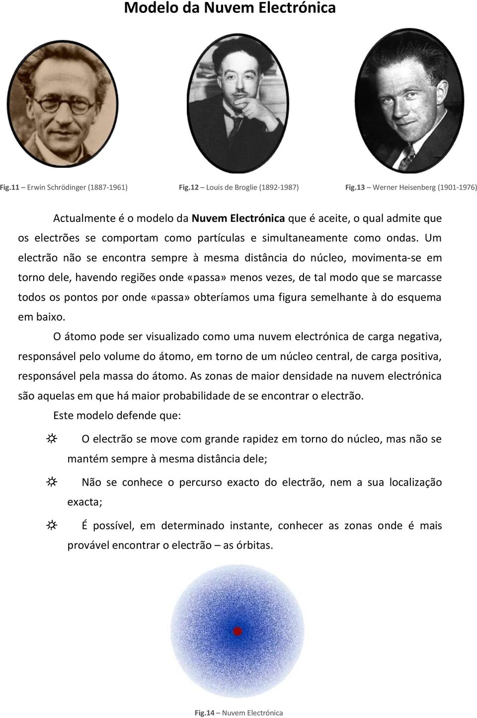 Um electrão não se encontra sempre à mesma distância do núcleo, movimenta-se em torno dele, havendo regiões onde «passa» menos vezes, de tal modo que se marcasse todos os pontos por onde «passa»