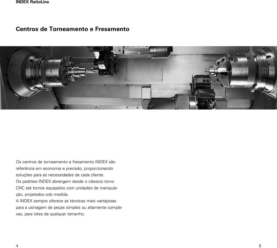 Os padrões INDEX abrangem desde o clássico torno CNC até tornos equipados com unidades de manipulação, projetados