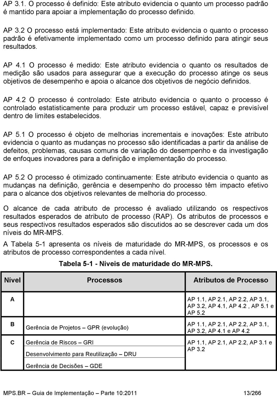 1 O processo é medido: Este atributo evidencia o quanto os resultados de medição são usados para assegurar que a execução do processo atinge os seus objetivos de desempenho e apoia o alcance dos