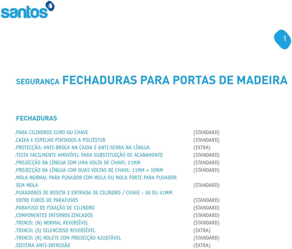 MOLA NORMAL PARA PUXADOR COM MOLA OU MOLA FORTE PARA PUXADOR SEM MOLA. PUXADORES DE ROSETA E ENTRADA DE CILINDRO / CHAVE - 38 OU 41MM ENTRE FUROS DE PARAFUSOS. PARAFUSO DE FIXAÇÃO DE CILINDRO.