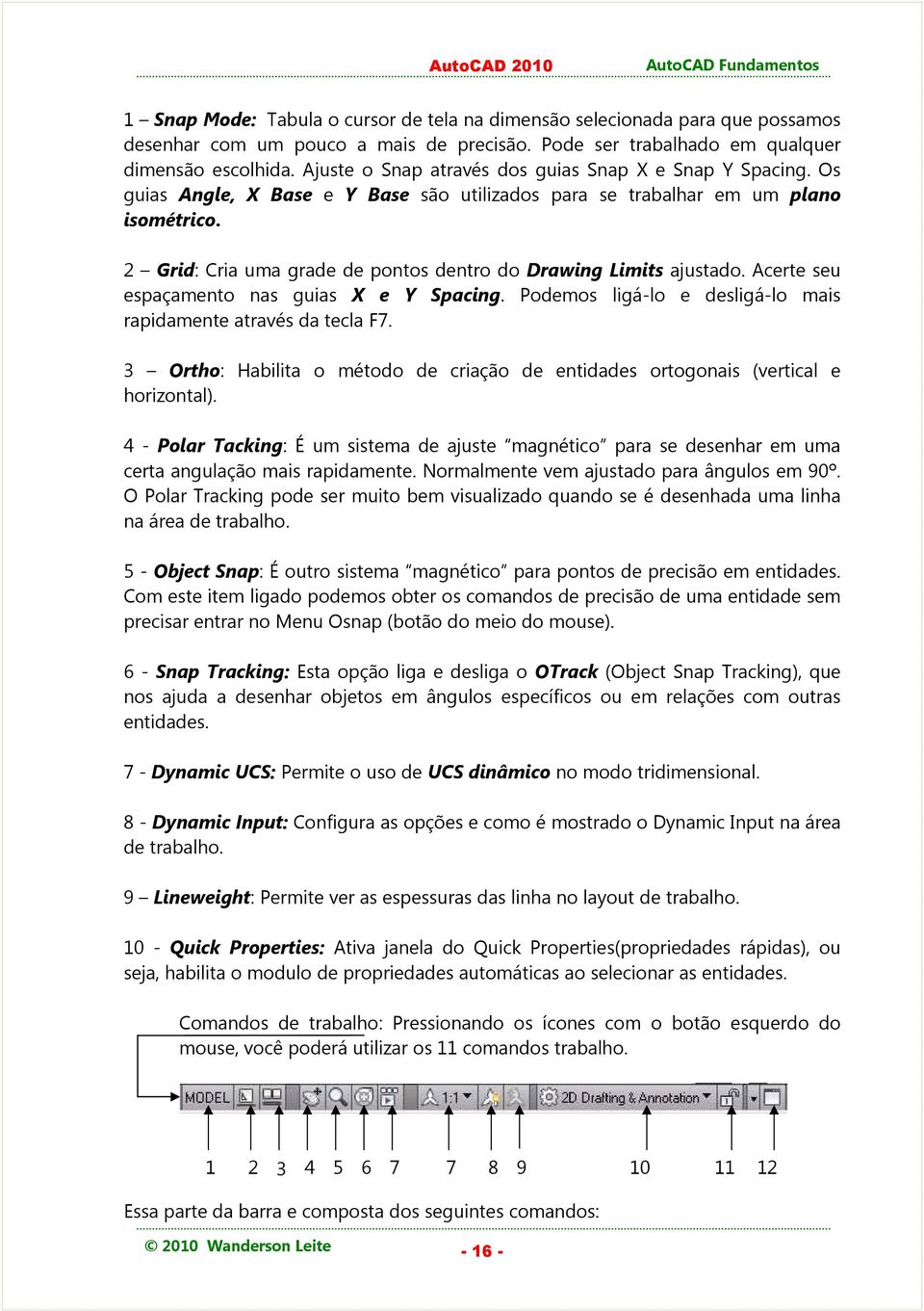 2 Grid: Cria uma grade de pontos dentro do Drawing Limits ajustado. Acerte seu espaçamento nas guias X e Y Spacing. Podemos ligá-lo e desligá-lo mais rapidamente através da tecla F7.