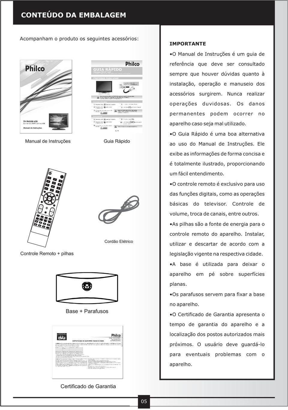 Os danos permanentes podem ocorrer no aparelho caso seja mal utilizado. O Guia Rápido é uma boa alternativa ao uso do Manual de Instruções.