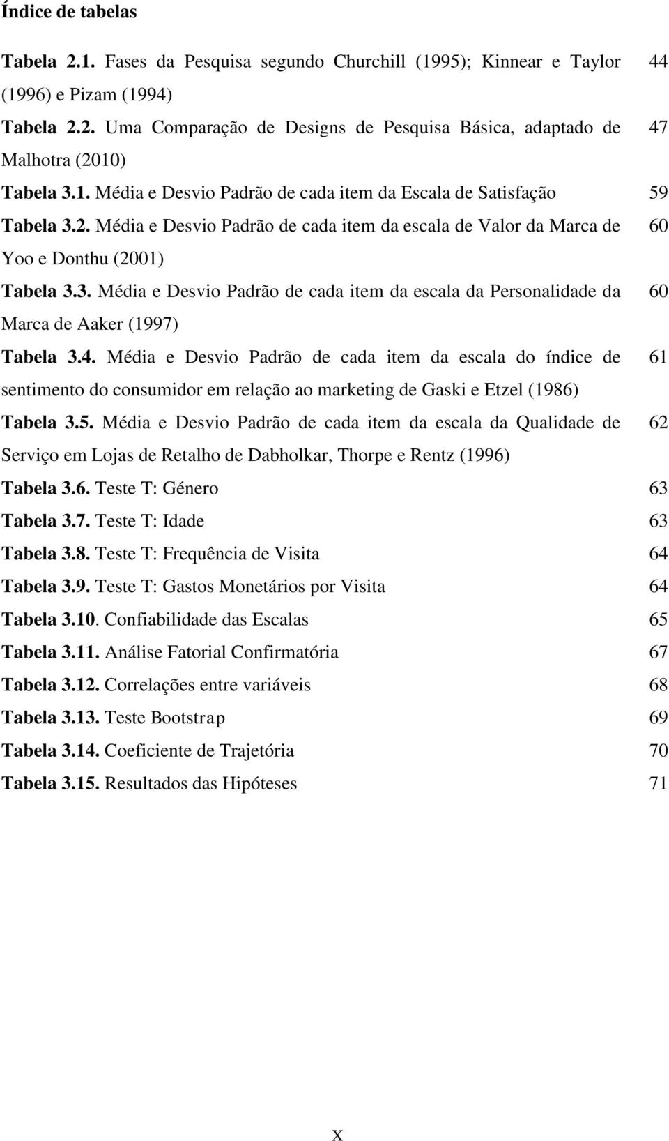 4. Média e Desvio Padrão de cada item da escala do índice de 61 sentimento do consumidor em relação ao marketing de Gaski e Etzel (1986) Tabela 3.5.