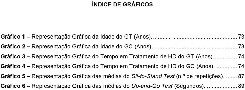 ... 73 Gráfico 3 Representação Gráfica do Tempo em Tratamento de HD do GT (Anos).