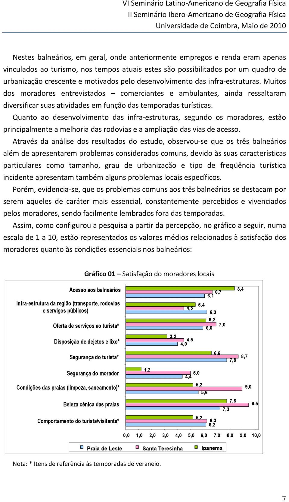 Muitos dos moradores entrevistados comerciantes e ambulantes, ainda ressaltaram diversificar suas atividades em função das temporadas turísticas.