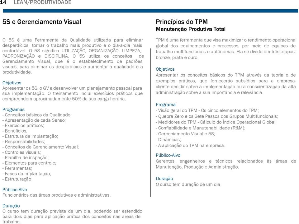 O 5S utiliza os conceitos de Gerenciamento Visual, que é o estabelecimento de padrões visuais, para eliminar os desperdícios e aumentar a qualidade e a produtividade.