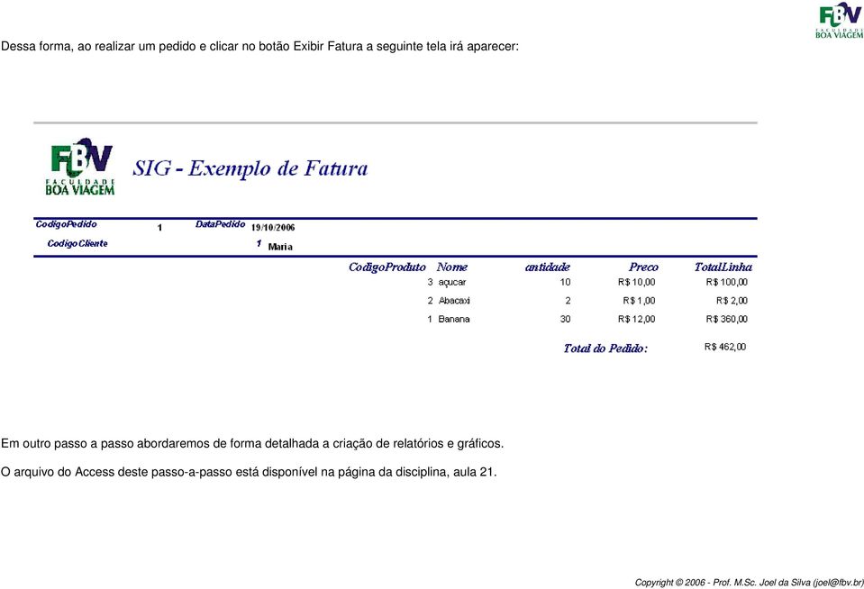 forma detalhada a criação de relatórios e gráficos.