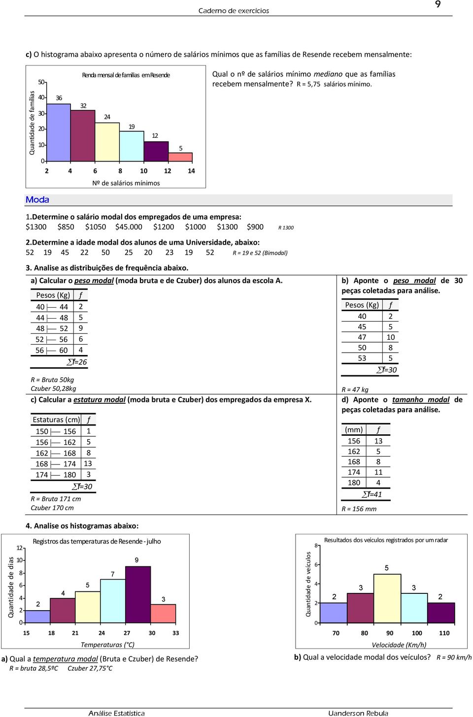 Determine a idade modal dos alunos de uma Universidade, abaixo: 19 19 R = 19 e (Bimodal). Analise as distribuições de frequência abaixo.