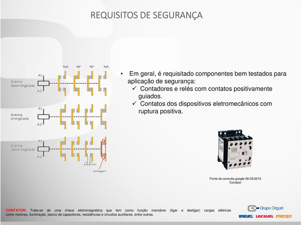 Fonte de consulta google 06-03/2015 Contator CONTATOR: Trata-se de uma chave eletromagnética que tem como função