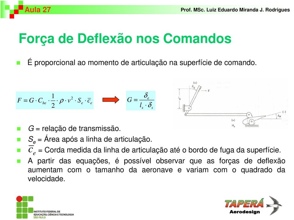 S e = Área após a linha de articulação.