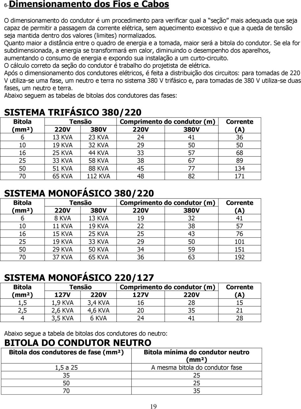 Se ela for subdimensionada, a energia se transformará em calor, diminuindo o desempenho dos aparelhos, aumentando o consumo de energia e expondo sua instalação a um curto-circuito.