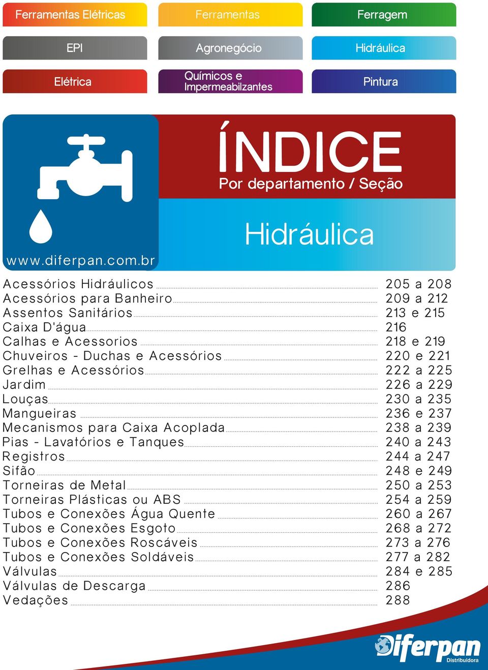 Acoplada Pias - Lavatórios e Tanques Registros Sifão Torneiras de Metal Torneiras Plásticas ou ABS Tubos e Conexões Água Quente Tubos e Conexões Esgoto Tubos e Conexões Roscáveis Tubos e Conexões