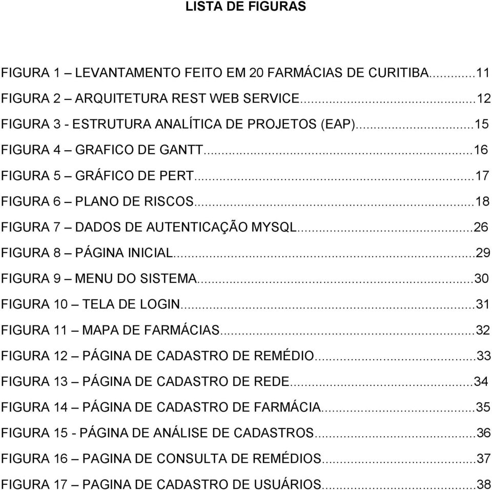 ..29 FIGURA 9 MENU DO SISTEMA...30 FIGURA 10 TELA DE LOGIN...31 FIGURA 11 MAPA DE FARMÁCIAS...32 FIGURA 12 PÁGINA DE CADASTRO DE REMÉDIO.