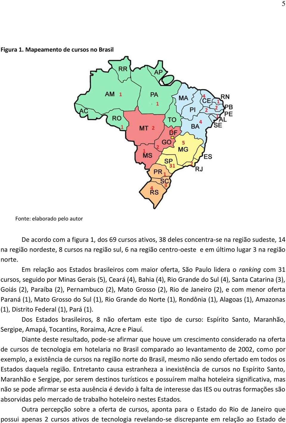 região centro-oeste e em último lugar 3 na região norte.