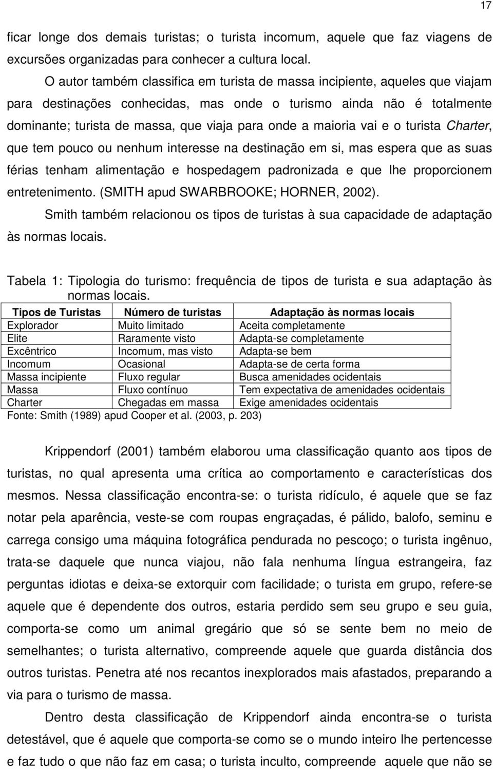 maioria vai e o turista Charter, que tem pouco ou nenhum interesse na destinação em si, mas espera que as suas férias tenham alimentação e hospedagem padronizada e que lhe proporcionem entretenimento.