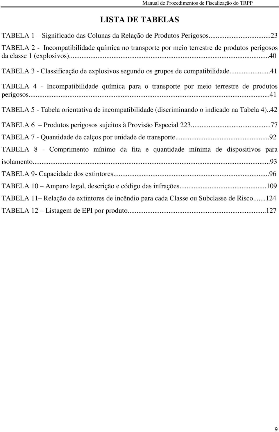 ..40 TABELA 3 - Classificação de explosivos segundo os grupos de compatibilidade...41 TABELA 4 - Incompatibilidade química para o transporte por meio terrestre de produtos perigosos.