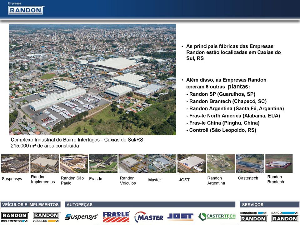EUA) - Fras-le China (Pinghu, China) - Controil (São Leopoldo, RS) Complexo Industrial do Bairro Interlagos - Caxias do Sul/RS 215.