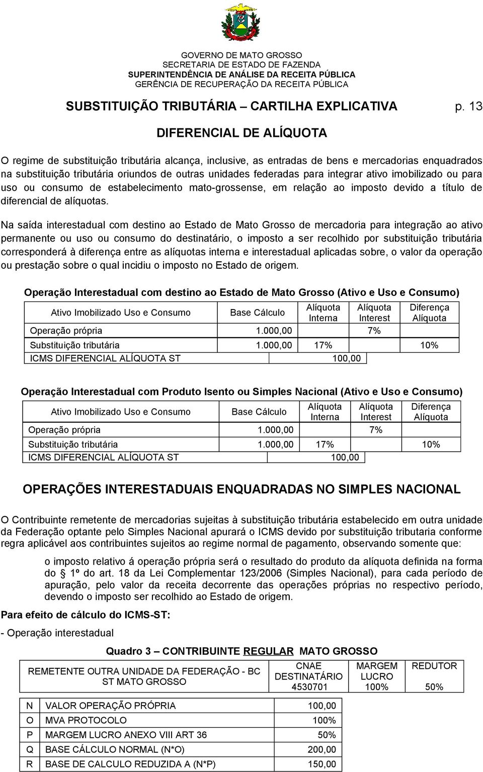 integrar ativo imobilizado ou para uso ou consumo de estabelecimento mato-grossense, em relação ao imposto devido a título de diferencial de alíquotas.