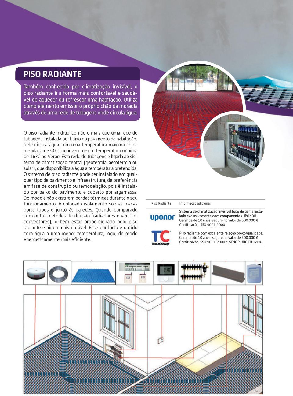 O piso radiante hidráulico não é mais que uma rede de tubagens instalada por baixo do pavimento da habitação.