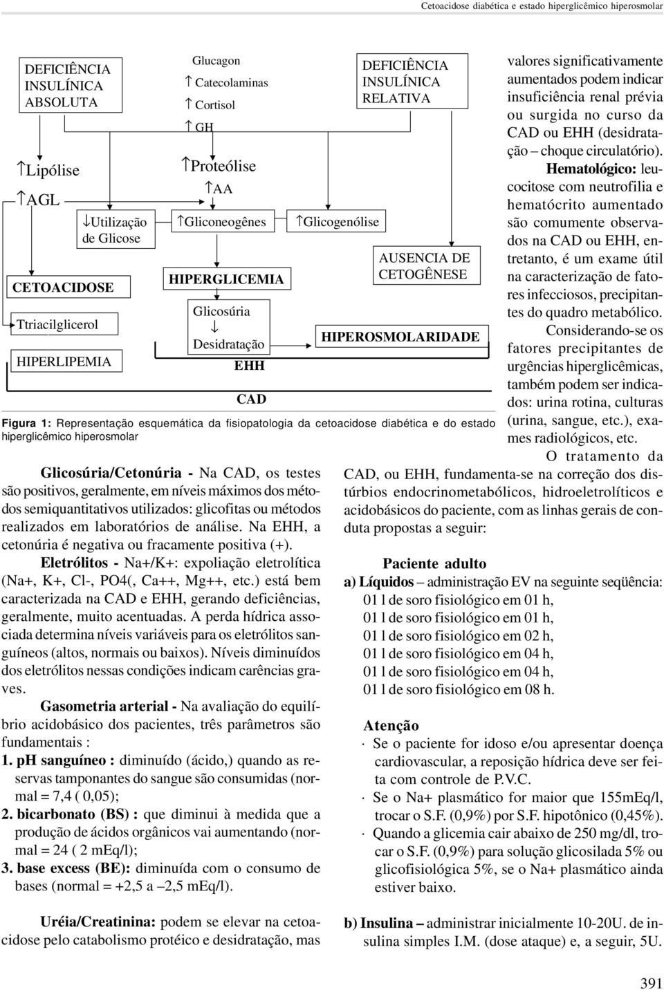 semiquantitativos utilizados: glicofitas ou métodos realizados em laboratórios de análise. Na EHH, a cetonúria é negativa ou fracamente positiva (+).