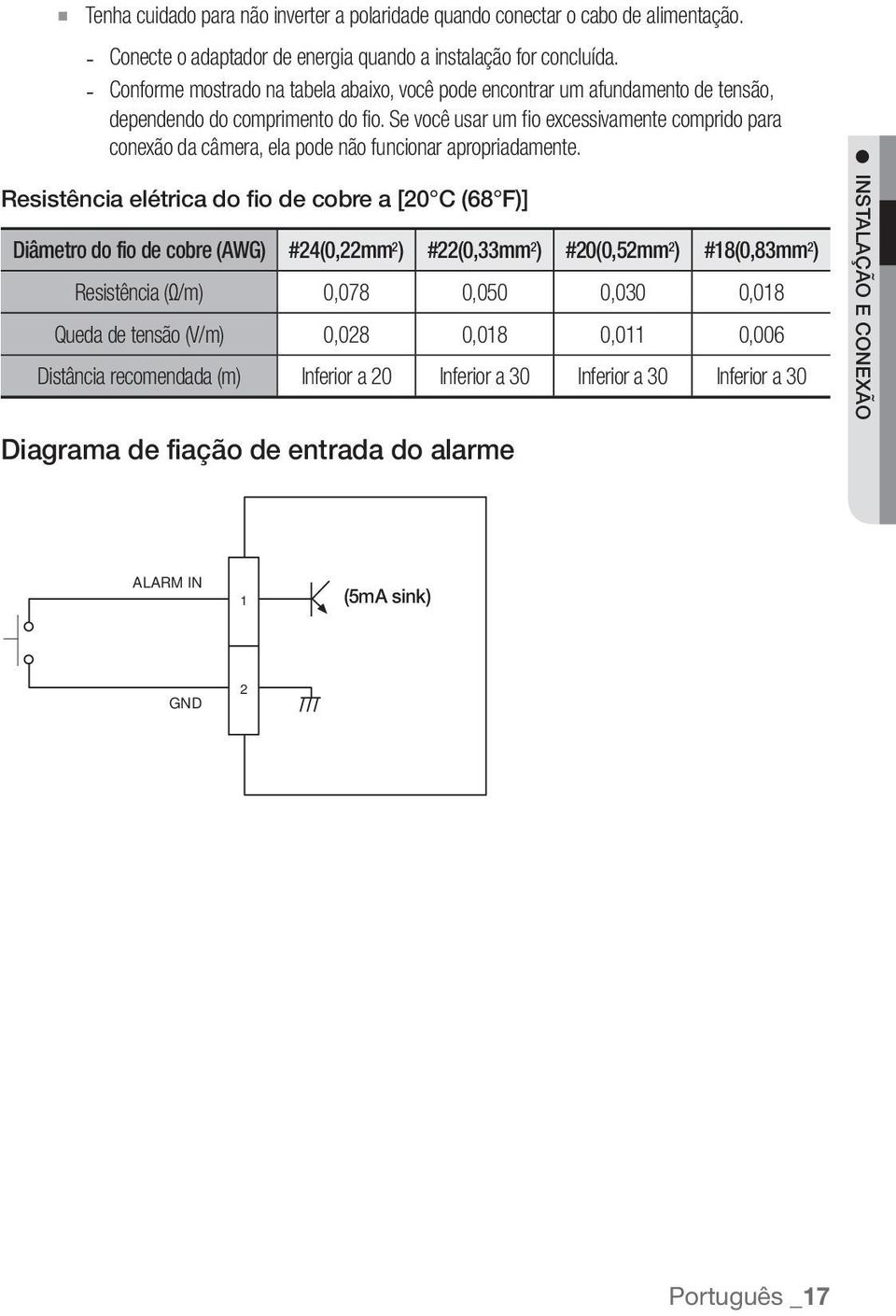 Se você usar um fio excessivamente comprido para conexão da câmera, ela pode não funcionar apropriadamente.