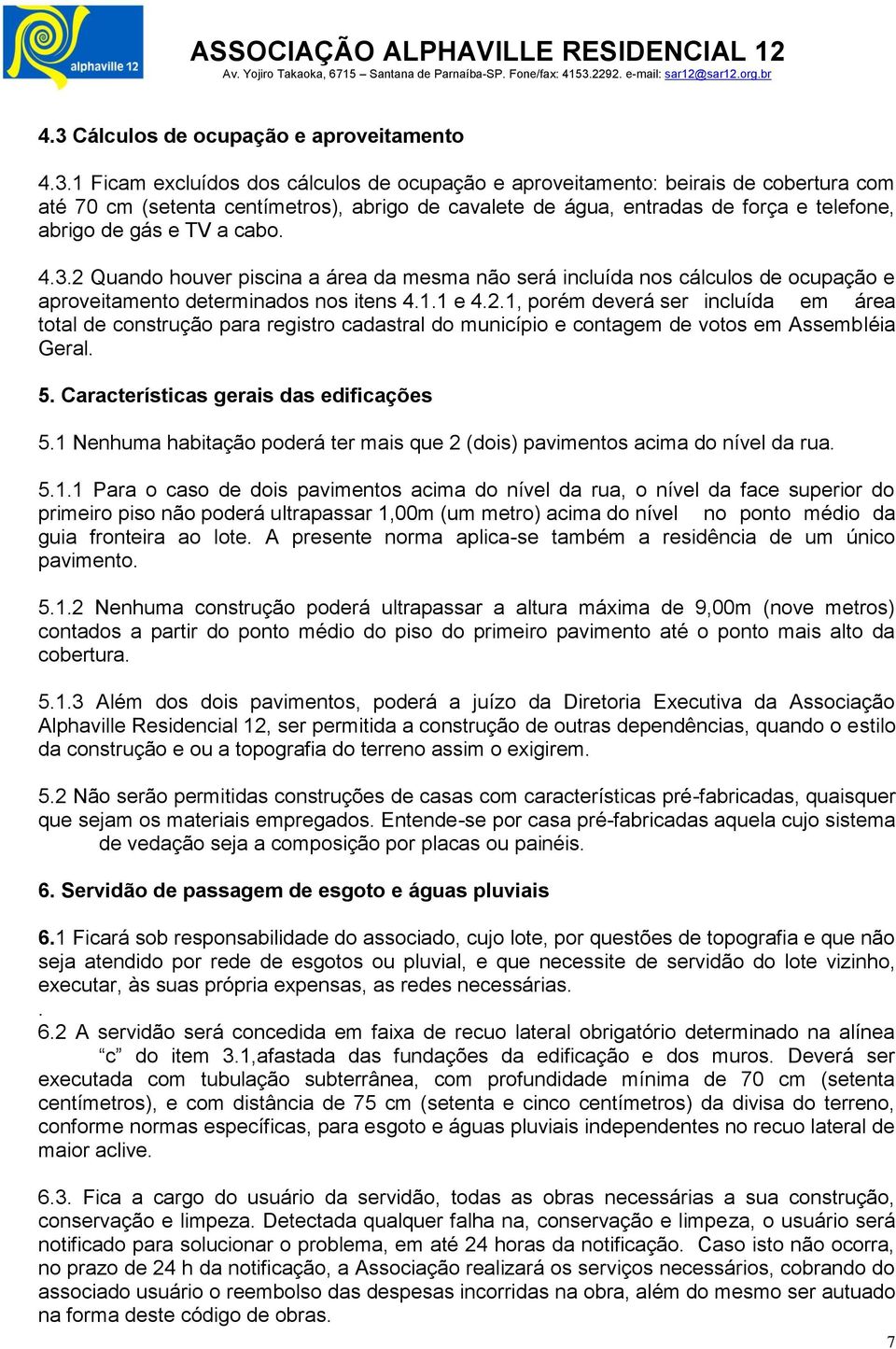 5. Características gerais das edificações 5.1 