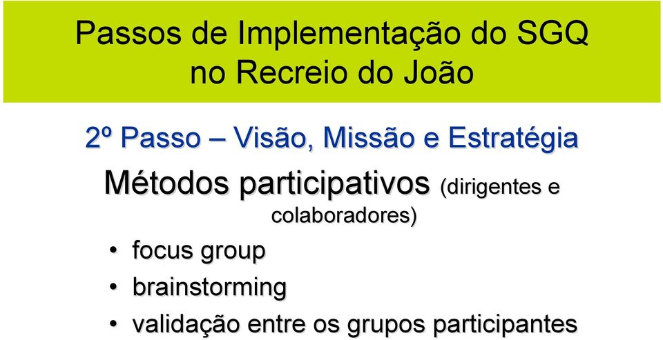 participativos (dirigentes e colaboradores) focus