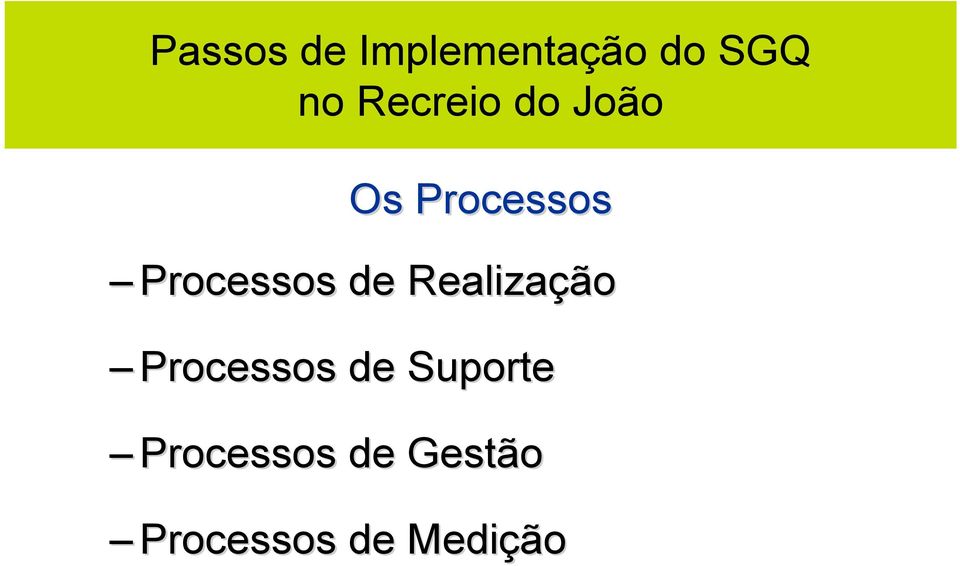 Processos de Realização Processos de